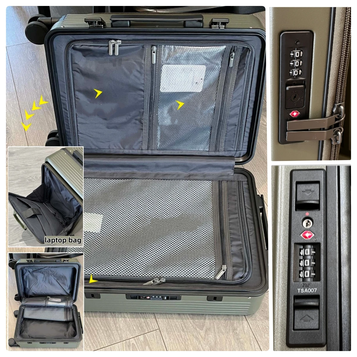 2-in-1 Suitcase Detachable Bac - Aluminum Frame Carry On Luggage recension och pris